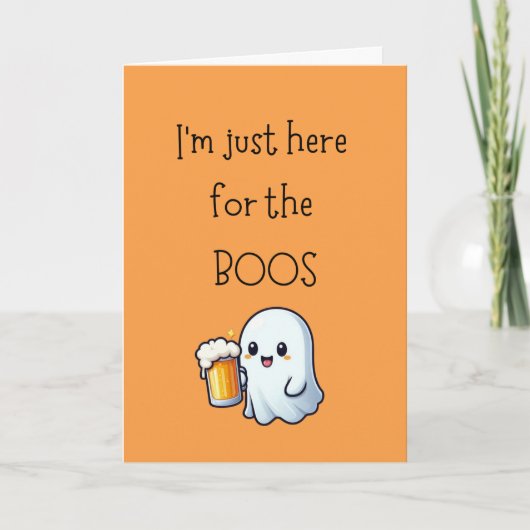 Carte Anniversaire d'Halloween "Ici pour les boos" Cute (Devant)