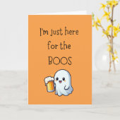 Carte Anniversaire d'Halloween "Ici pour les boos" Cute (Fleur jaune)