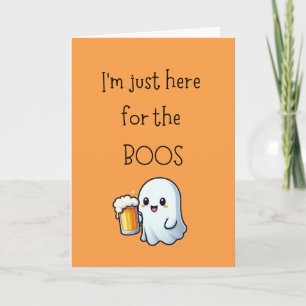 Carte Anniversaire d'Halloween "Ici pour les boos" Cute 