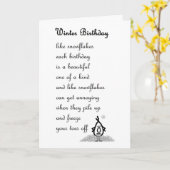 Carte Anniversaire d'hiver - un poème drôle (Fleur jaune)