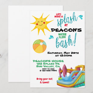 CARTE ANNIVERSAIRE, DIAPOSITIVE D'EAU, BOUNCE HOUSE, ENF