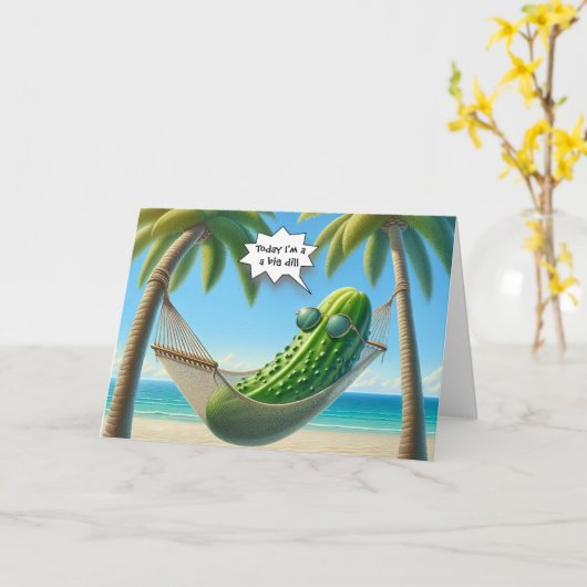 Carte Anniversaire Dill Pickle dans un hamac (Fleur jaune)