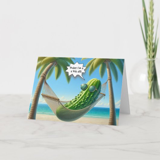Carte Anniversaire Dill Pickle dans un hamac (Devant)