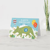 Carte Anniversaire Dinosaur Tricératops Nom personnalisé (Devant)