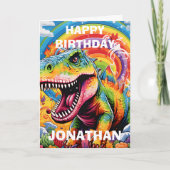 Carte anniversaire dinosaure coloré mignon (Devant)