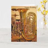 Carte Anniversaire d'instrument en laiton de tuba (Fleur jaune)