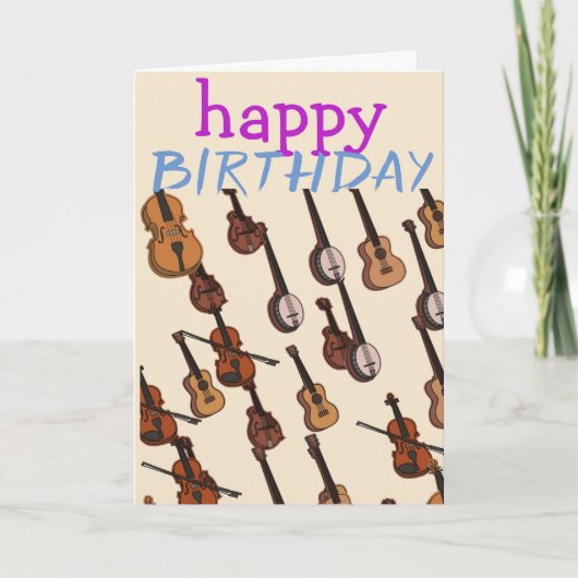 Carte Anniversaire d'instruments ficelé par musicien (Devant)