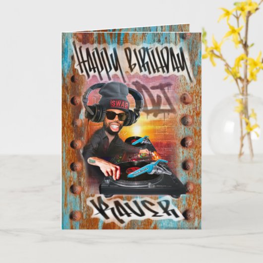 Carte Anniversaire DJ Raver (Fleur jaune)