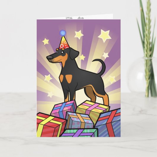 Carte Anniversaire Doberman Pinscher (oreilles de disque (Devant)