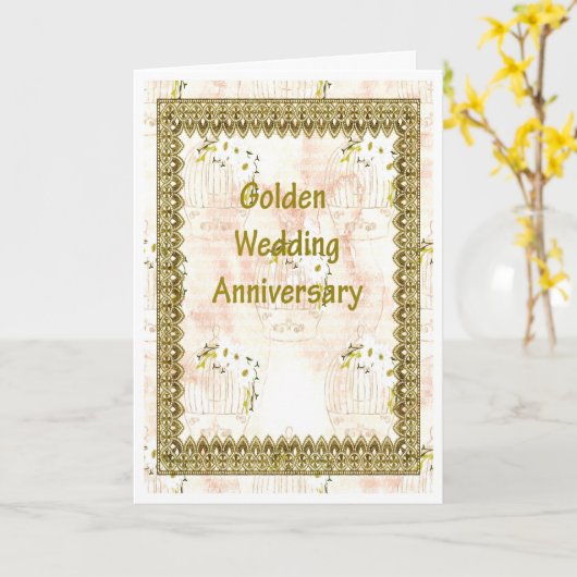 Carte Anniversaire d'or (Fleur jaune)