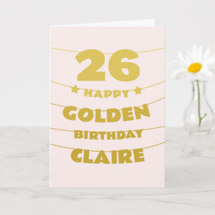 Carte Anniversaire d'or, 26 ans le 26, sur mesure
