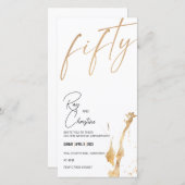 CARTE ANNIVERSAIRE D'OR / 50 ANS D'INVITATION (Devant / Derrière)