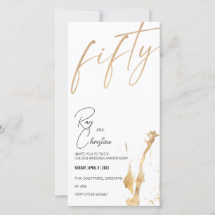 CARTE ANNIVERSAIRE D'OR / 50 ANS D'INVITATION