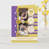 Carte Anniversaire d'or 50 ans d'or et de violet photo (Fleur jaune)
