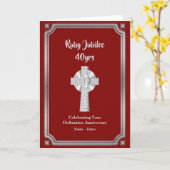 Carte Anniversaire d'ordination de jubilé RUBY Prêtre 40 (Fleur jaune)