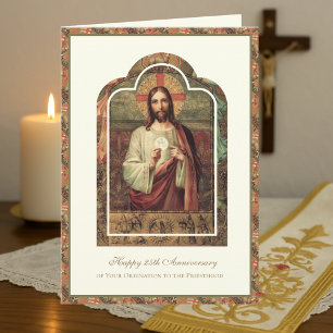 Carte Anniversaire d'ordination de prêtre catholique Dia