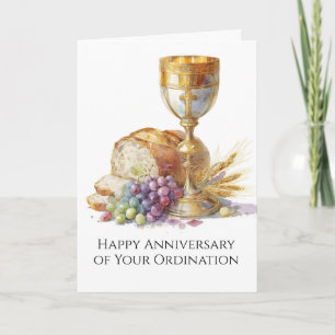 Carte Anniversaire d'ordination du diacre prêtre catholi