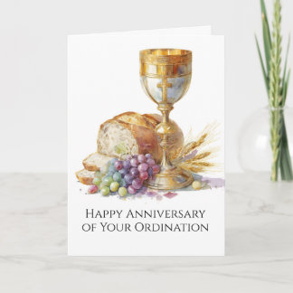 Carte Anniversaire d'ordination du diacre prêtre catholi