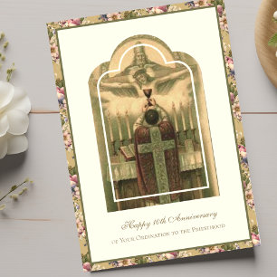 Carte Anniversaire d'ordination d'un prêtre catholique D