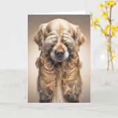 Carte Anniversaire Doré Retriever (Fleur jaune)