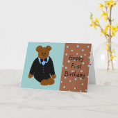 Carte Anniversaire d'ours de smoking premier (Fleur jaune)