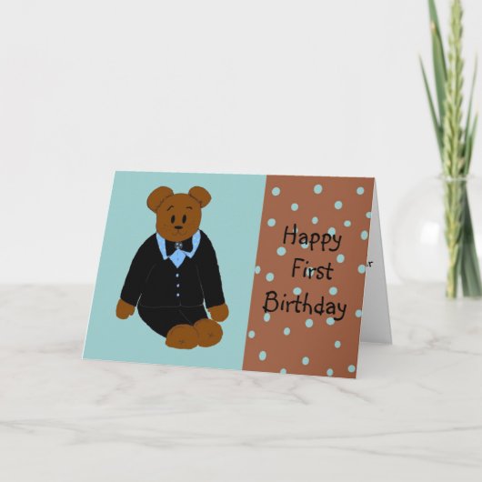 Carte Anniversaire d'ours de smoking premier (Devant)