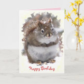 Carte Anniversaire doux d'écureuil (Fleur jaune)