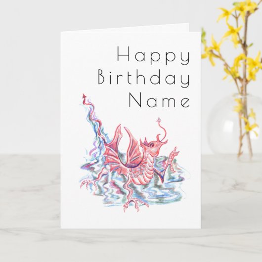 Carte Anniversaire Dragon Deco (Fleur jaune)