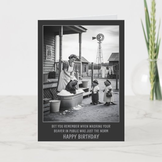 Carte Anniversaire Drôle de Castor (Devant)