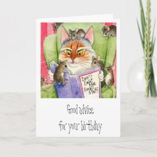 Carte Anniversaire drôle de chat et de souris