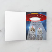 Carte Anniversaire drôle de chats de l'espace (Intérieur)