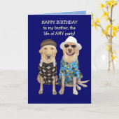 Carte Anniversaire drôle de chien/laboratoire pour le (Fleur jaune)