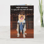 Carte Anniversaire drôle de chien/laboratoire pour son o<br><div class="desc">Images amusantes du Lab sur une carte personnalisable pour un fils, un petit-fils ou un neveu. Vous pouvez modifier le texte, la police, la taille et la couleur de la police. La photo de l'arrière - plan de l'horizon nocturne est tirée d'images du domaine public et la photo de l'arrière...</div>