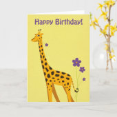 Carte Anniversaire drôle de Giraffe (Fleur jaune)