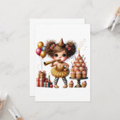 Carte Anniversaire drôle de gnome excentrique (Devant/Arrière en situation)