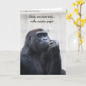 Carte Anniversaire drôle de gorille, papier de ciseaux (Fleur jaune)