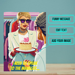 Carte Anniversaire drôle de Karen, Pop Art coloré