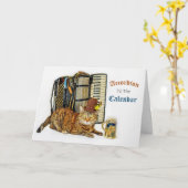 Carte Anniversaire drôle de Kitty d'accordéon (Fleur jaune)