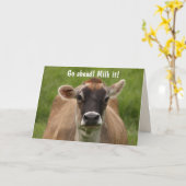Carte Anniversaire drôle de la vache (Fleur jaune)
