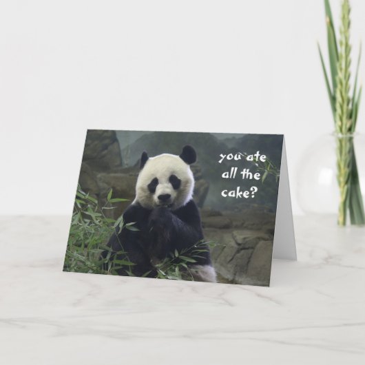 Carte Anniversaire drôle de panda, aucun gâteau ? (Devant)