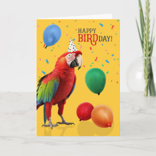 Carte Anniversaire drôle de perroquet ara macao à ailes