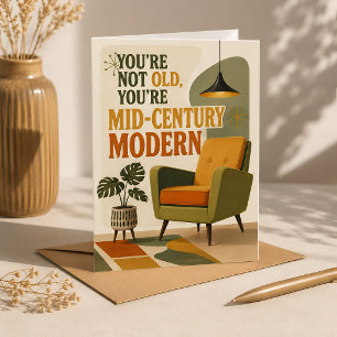 Carte Anniversaire drôle de style Mid Century Modern