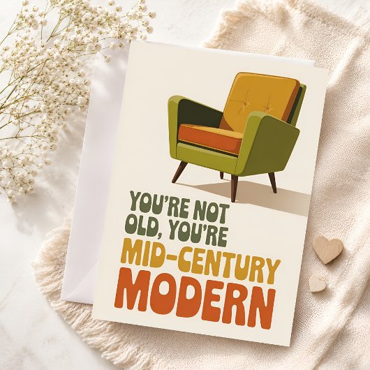 Carte Anniversaire drôle de style moderne du milieu du s