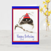 Carte Anniversaire drôle d'hiver avec l'oiseau frais (Fleur jaune)