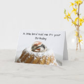 Carte Anniversaire drôle d'oiseau (Fleur jaune)