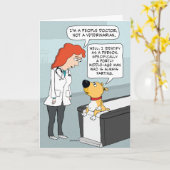 Carte Anniversaire drôle du docteur et du chien (Fleur jaune)
