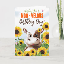 Anniversaire drôle Tournesol Vache