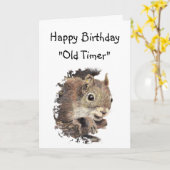 Carte Anniversaire drôle Vieux Timer mignon écureuil ani (Fleur jaune)