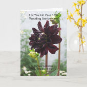 Carte Anniversaire du 14e Mariage de Deep Red Black Dahl (Fleur jaune)