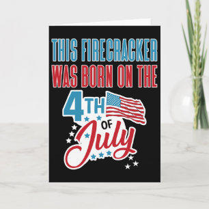 Carte Anniversaire du 4 juillet Feu d'artifice Né le qua